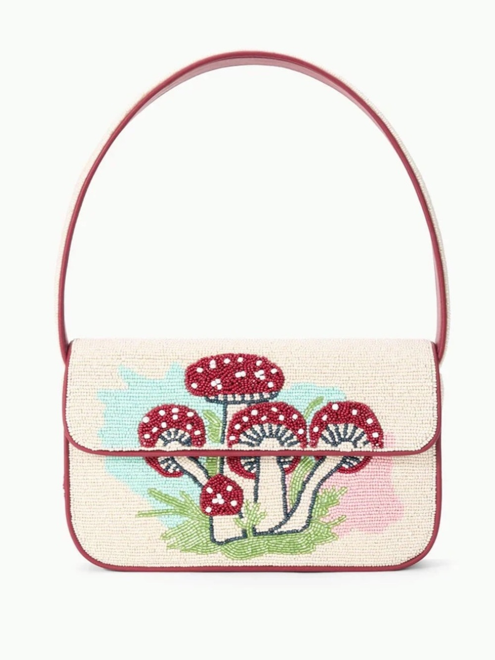 NWT STAUD Tommy Beaded Bag, Mushroom Tea